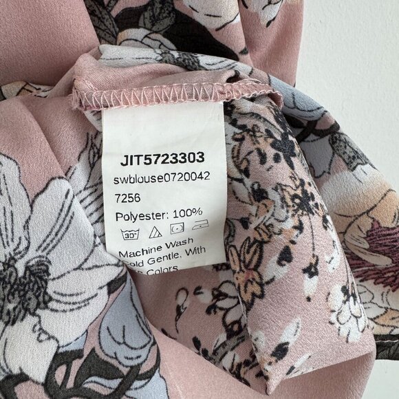 Shein Women Floral Pink With Ruffle Sleeves & Keyhole Neck Blouse Size M - Picture 4 of 7